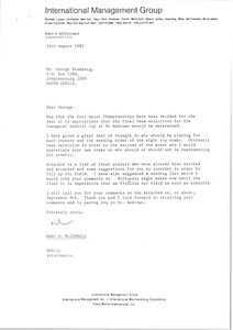 Letter from Mark H. McCormack to George Blumberg