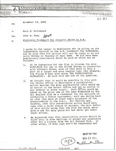 Memorandum from John S. Oney to Mark H. McCormack