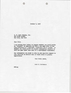Letter from Mark H. McCormack to E.S. Lowe Company, Inc.