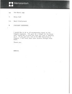 Memorandum from Mark H. McCormack to Betsy Goff