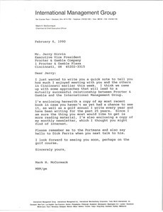 Letter from Mark H. McCormack to Jerry Dirvin