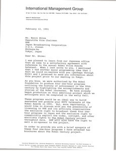 Letter from Mark H. McCormack to Keiji Shima