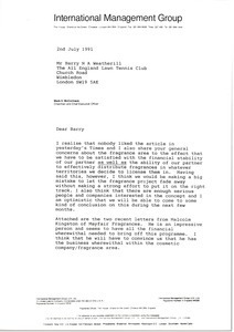 Letter from Mark H. McCormack to Barry N. A. Weatherill