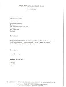 Letter from Mark H. McCormack to Michael Bonallack