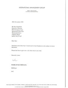 Letter from Mark H. McCormack to Ken Schofield