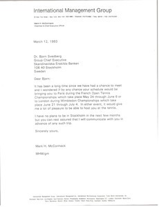 Letter from Mark H. McCormack to multiple recipients