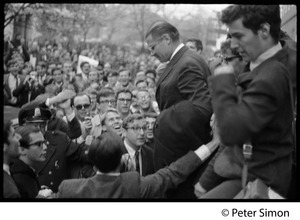 Robert McNamara confronted by antiwar students at Harvard University