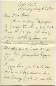Letter from Fanny J. Brewer to Florence Porter Lyman