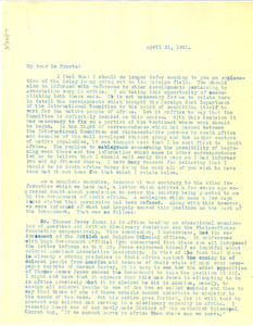 Letter from Max Yergan to F. E. DeFrantz