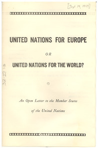 United Nations for Europe or United Nations for the World?