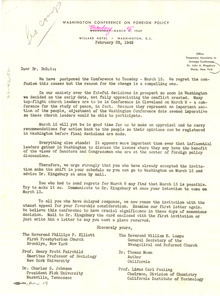 Letter from Washington Conference on Foreign Policy to W. E. B. Du Bois