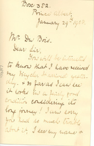 Letter from E. Moreland to W. E. B. Du Bois