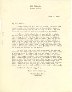 Circular letter from Fisk University to W. E. B. Du Bois