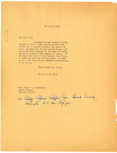 Letter from W. E. B. Du Bois to Arthur S. Fairchild