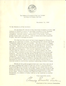 Letter from the American Academy of Arts and Literature to W. E. B. Du Bois