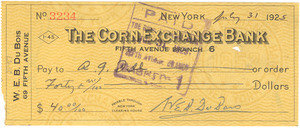 Check from W. E. B. Du Bois to A. G. Dill