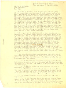 Letter from T. Johnson to W. E. B. Du Bois
