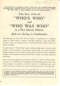 Who's Who in American and Who Was Who library edition advertisement