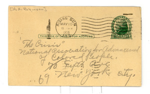 Postcard from Hubert A. Robinson to the Crisis