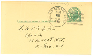Postcard from Reginald Wright Kauffman to W. E. B. Du Bois