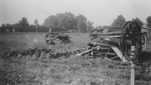 Barbecue pit and stacked wood, summer session barbecue