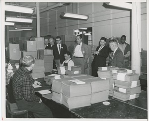 Attendees at a joint meeting of the American society of tool engineers and ICD touring a workshop