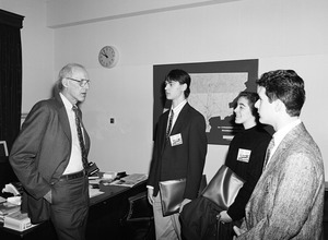 Congressman John W. Olver (left) with group of 'Presidential Classroom' visitors