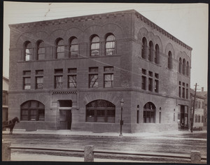 Exterior view of a bank building, Waltham, Massachusetts, undated.