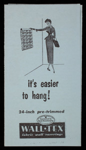 It's easier to hang! 24-inch pre-trimmed Wall-Tex fabric wall coverings, Columbus Coated Fabrics Corporation, Columbus, Ohio