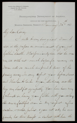 Henry C. Hodge to Thomas Lincoln Casey, January 30, 1882