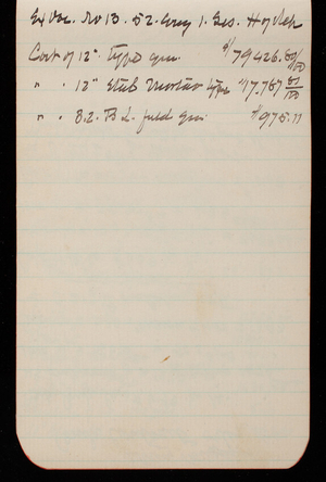 Thomas Lincoln Casey Notebook, Professional Memorandum, 1889-1892, undated, 33, Cost of 12: type [illegible]