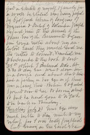 Thomas Lincoln Casey Notebook, May 1891-September 1891, 62, One Chas . T. Sprague called to