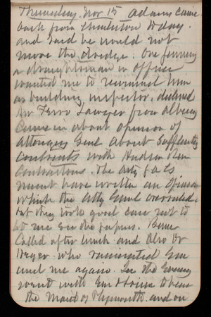 Thomas Lincoln Casey Notebook, November 1894-March 1895, 004, Thursday Nov 15