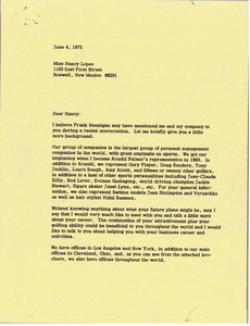 Letter from Mark H. McCormack to Nancy Lopez