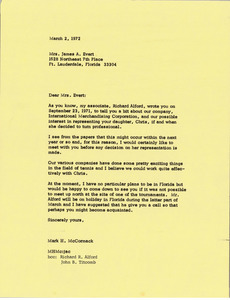 Letter from Mark H. McCormack to James A. Evert