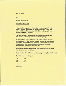 Memorandum from Mark H. McCormack to travel file