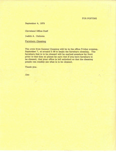 Memorandum from Judith A. Chilcote to Cleveland office staff