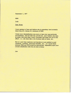 Memorandum from Judy A. Chilcote to Mark H. McCormack