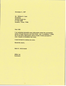 Letter from Mark H. McCormack to William H. Lane