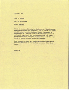 Memorandum from Mark H. McCormack to John D. Webber