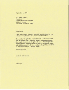 Letter from Mark H. McCormack to David R. Foster