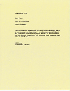 Memorandum from Mark H. McCormack to Barry Frank