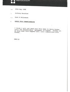 Memorandum from Mark H. McCormack to Anthony Bouchier
