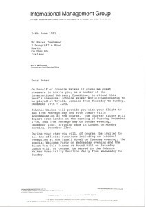 Letter from Mark H. McCormack to Peter Townsend