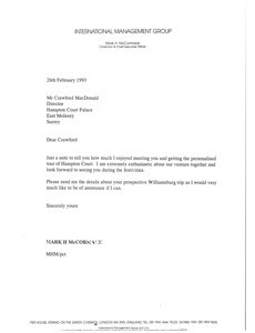 Letter from Mark H. McCormack to Crawford MacDonald