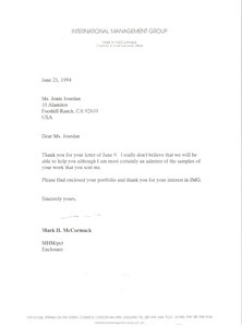Letter from Mark H. McCormack to Jonte Jourdan