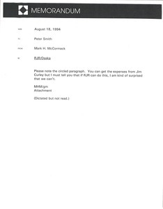 Memorandum from Mark H. McCormack to Peter Smith