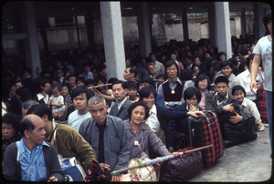 People waiting to get into China