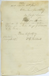 Letter from William B. Hitchcock to Joseph Lyman