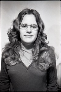 Half-length studio portrait of Carol Evans